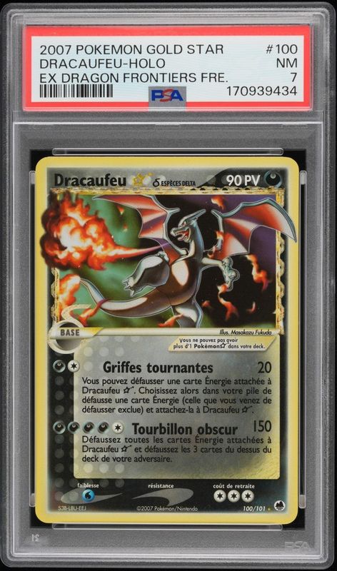 Carte Pokémon - Dracaufeu Gold star 100/101 - EX Île des Dragons - PSA 7 - FR