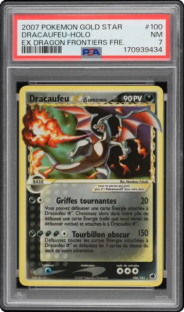 Carte Pokémon - Dracaufeu Gold star 100/101 - EX Île des Dragons - PSA 7 - FR